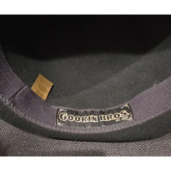 Goorin Bros Classic Black Wool Felt Bowler Hat Sz S (6-7/8) - Made In USA - Picture 6 of 8